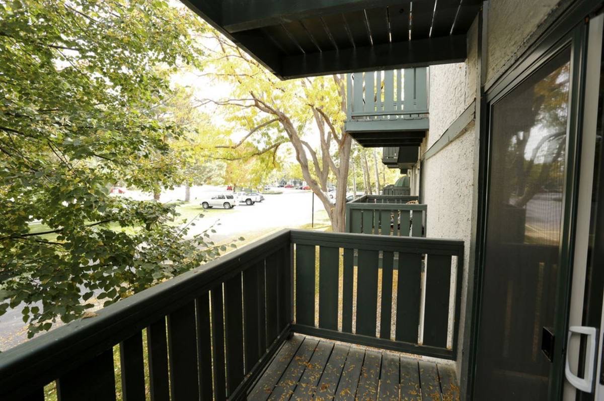Balcony view at Aspenleaf Apartments, representative of Unit 218's private balcony